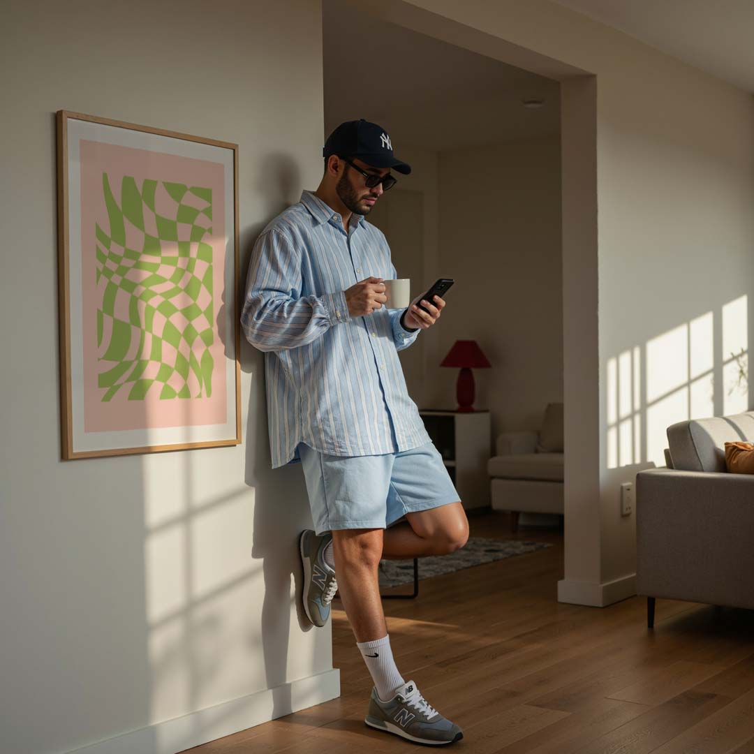 Modern Vibes Groen-Roze Poster-WallArtistic