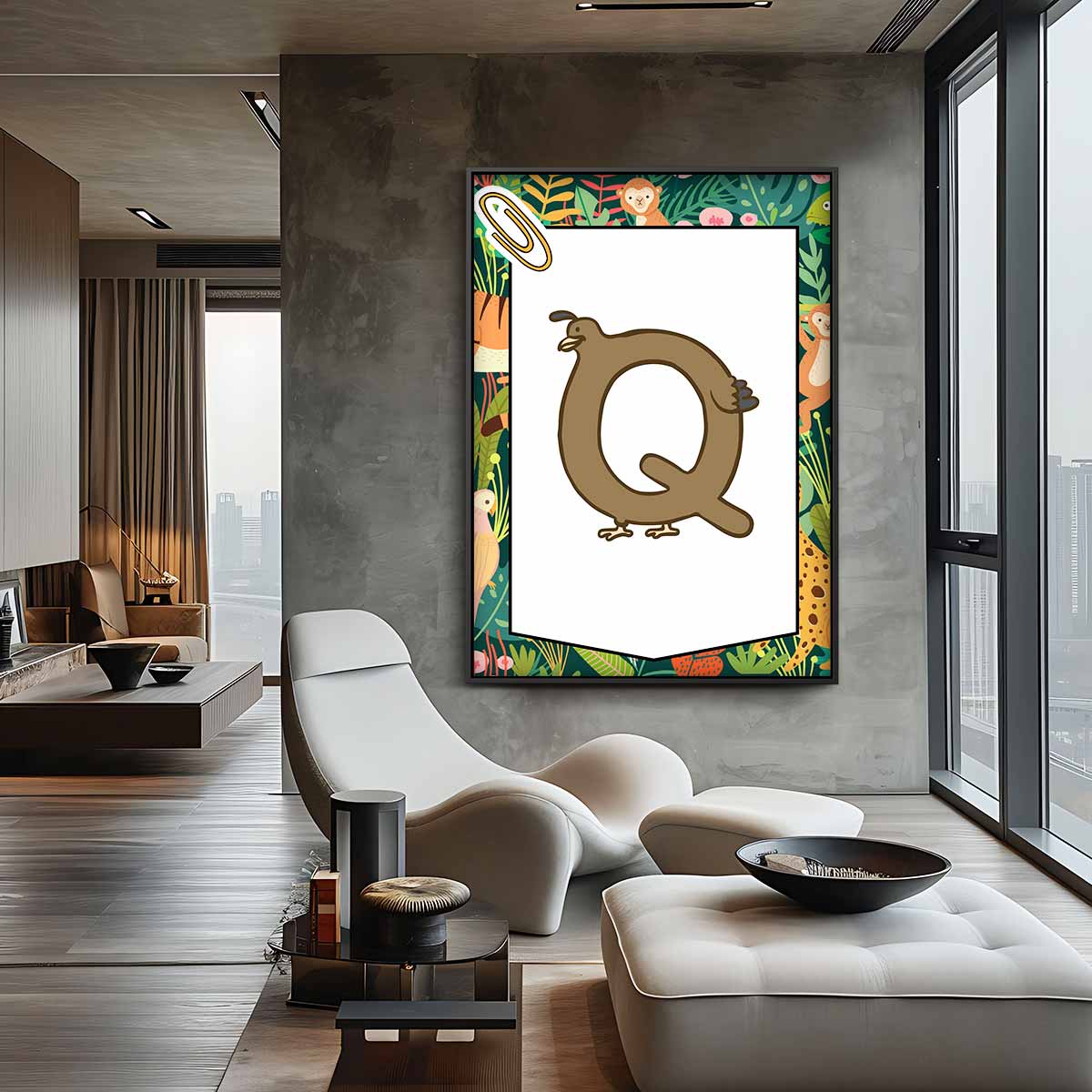 Dierenalfabet Art Print - Q voor Kwakdrankvogel Kunstwerk-canvas-dibond-plexiglas-wanddecoratie-WallArtistic