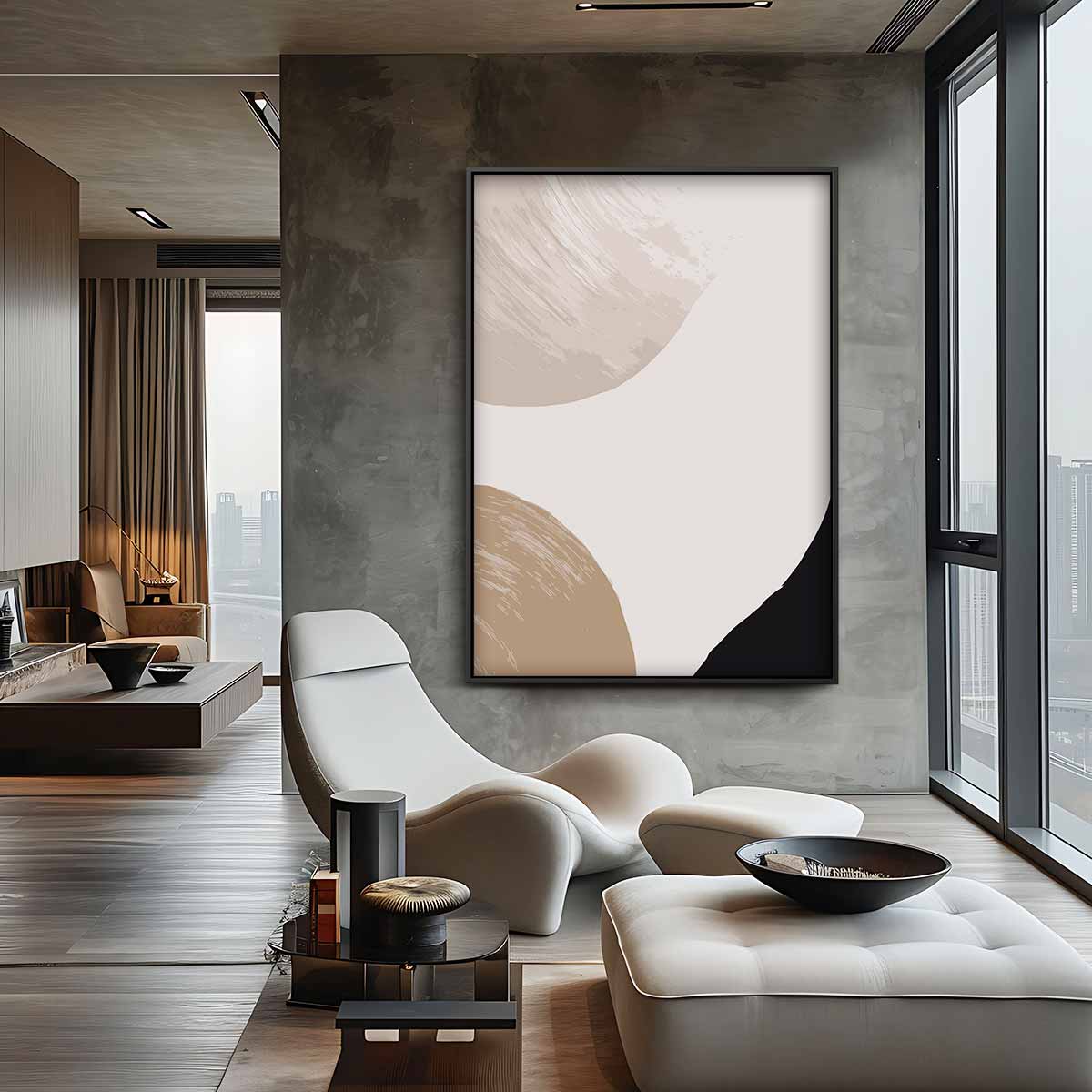 Moderne Aardetinten Schilderij Kunstwerk-canvas-dibond-plexiglas-wanddecoratie-WallArtistic