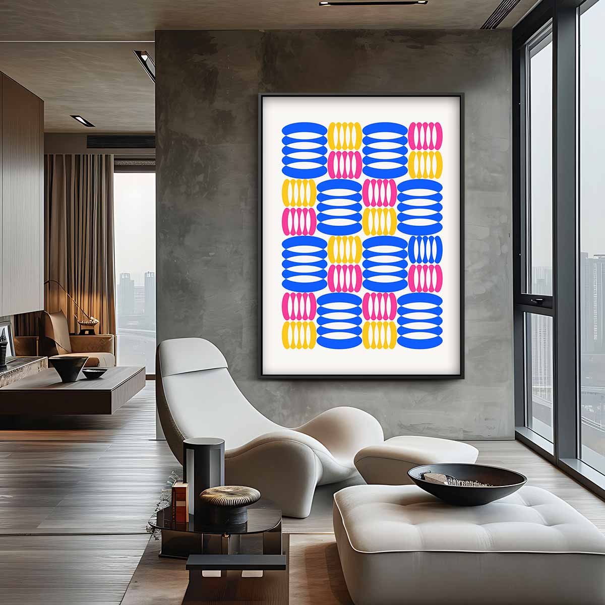Kleurrijke Geometrische Patronen Kunstwerk-canvas-dibond-plexiglas-wanddecoratie-WallArtistic