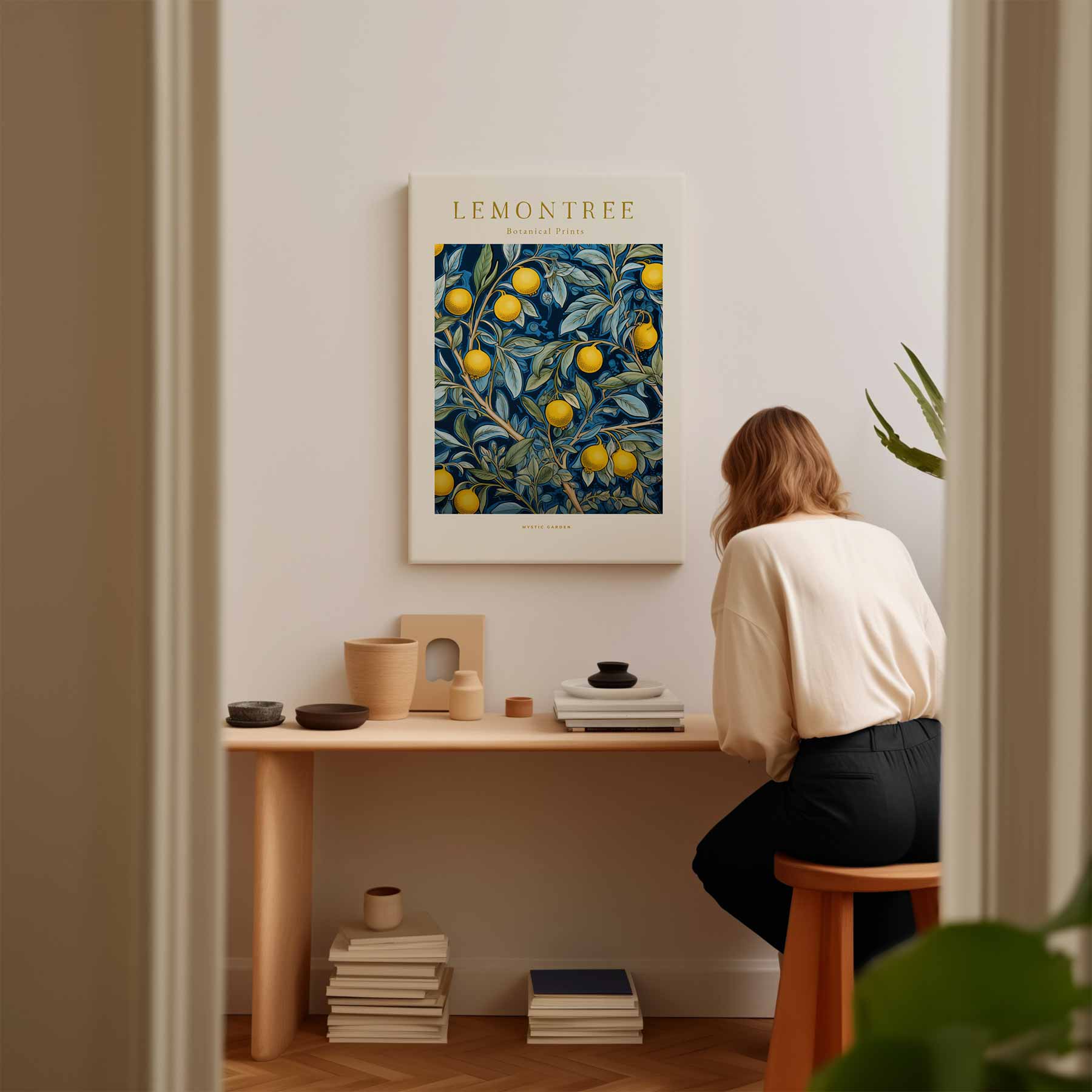 Botanische Citroenprint Kunstwerk-canvas-dibond-plexiglas-wanddecoratie-WallArtistic