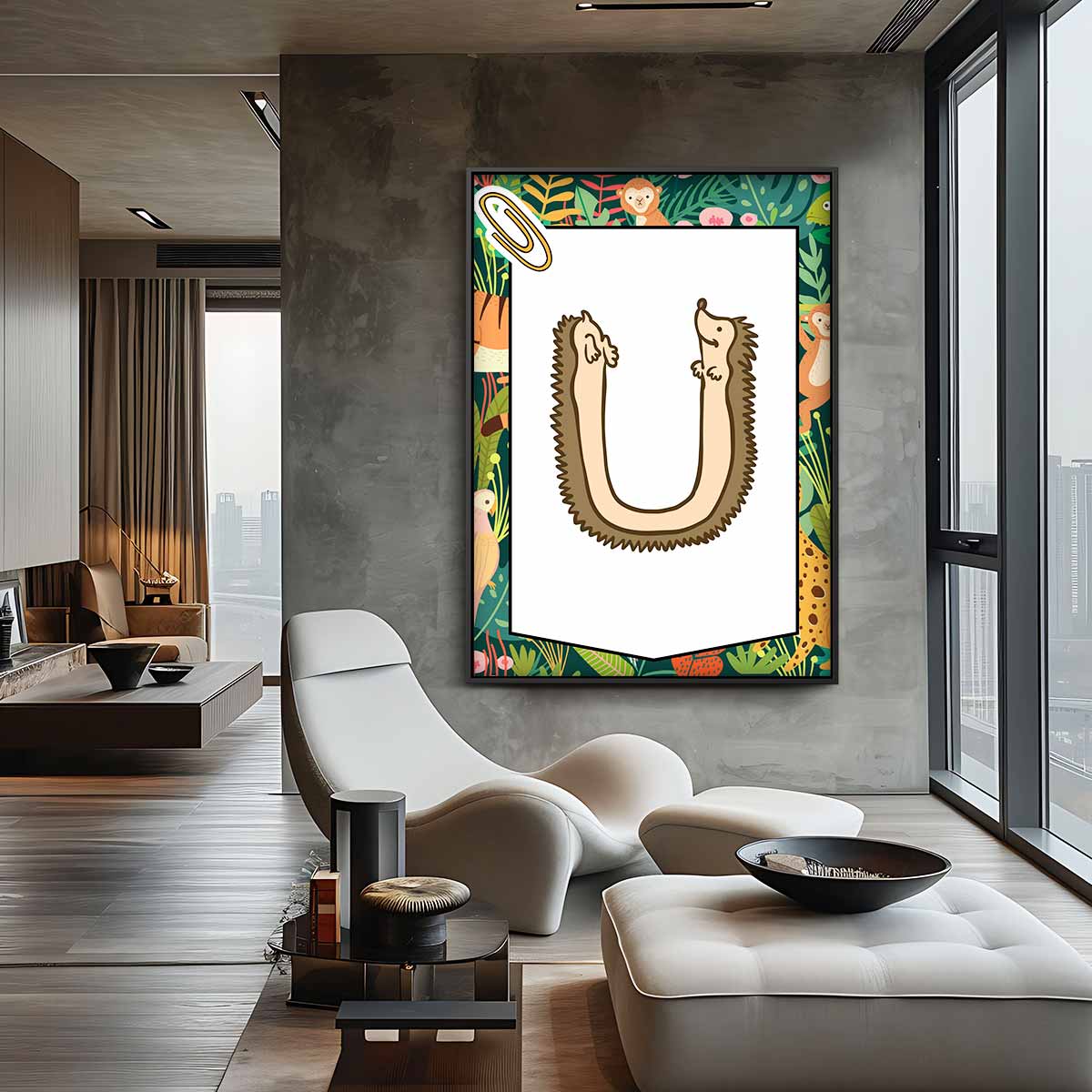 Twee schattige egels in een warm omarmingsontwerp Kunstwerk-canvas-dibond-plexiglas-wanddecoratie-WallArtistic