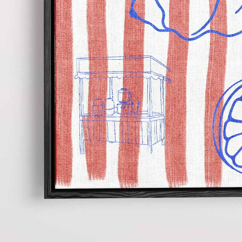 Zomerstrepen en Strandvibes Kunstwerk-canvas-dibond-plexiglas-wanddecoratie-WallArtistic