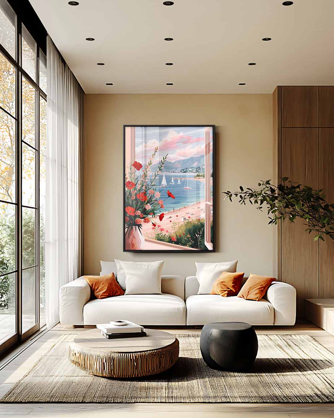Zomeruitzicht vanaf het Balkon Kunstwerk-canvas-dibond-plexiglas-wanddecoratie-WallArtistic