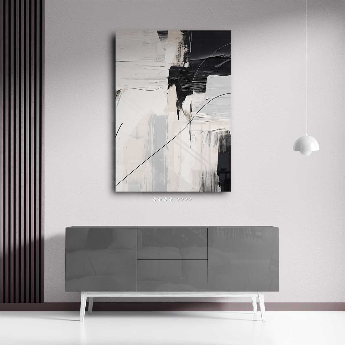Abstracte Harmonie in Zwart en Wit Kunstwerk-canvas-dibond-plexiglas-wanddecoratie-WallArtistic