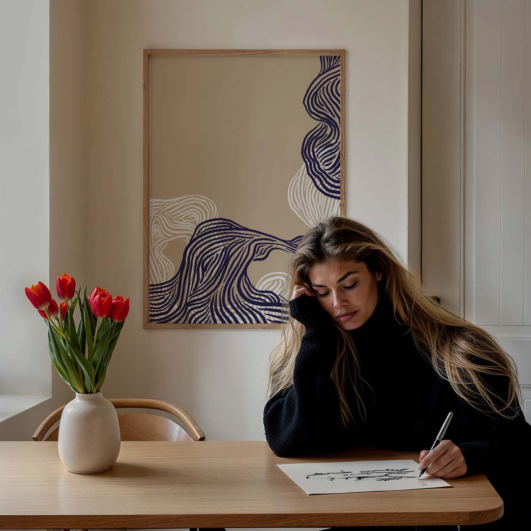 Moderne Abstracte Lijnkunst Poster-WallArtistic