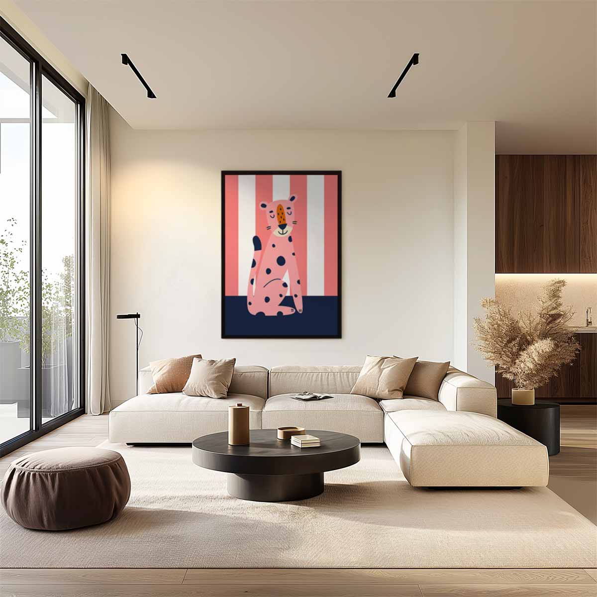 Vrolijke Luipaard Print Kunstwerk-canvas-dibond-plexiglas-wanddecoratie-WallArtistic