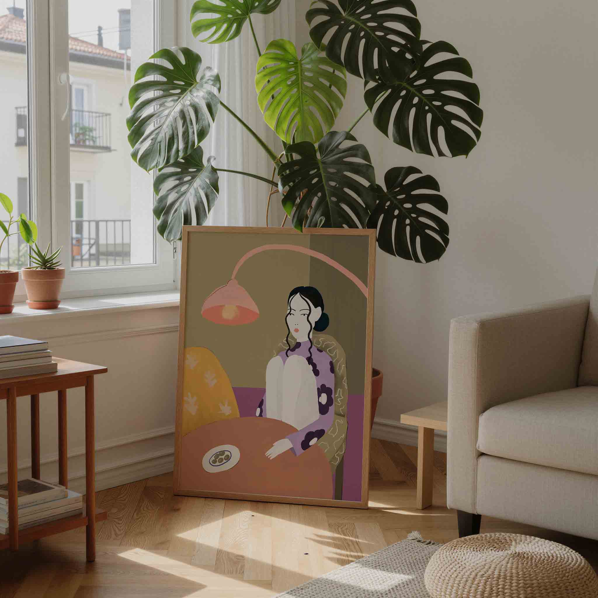 Vrouw met lamp Poster