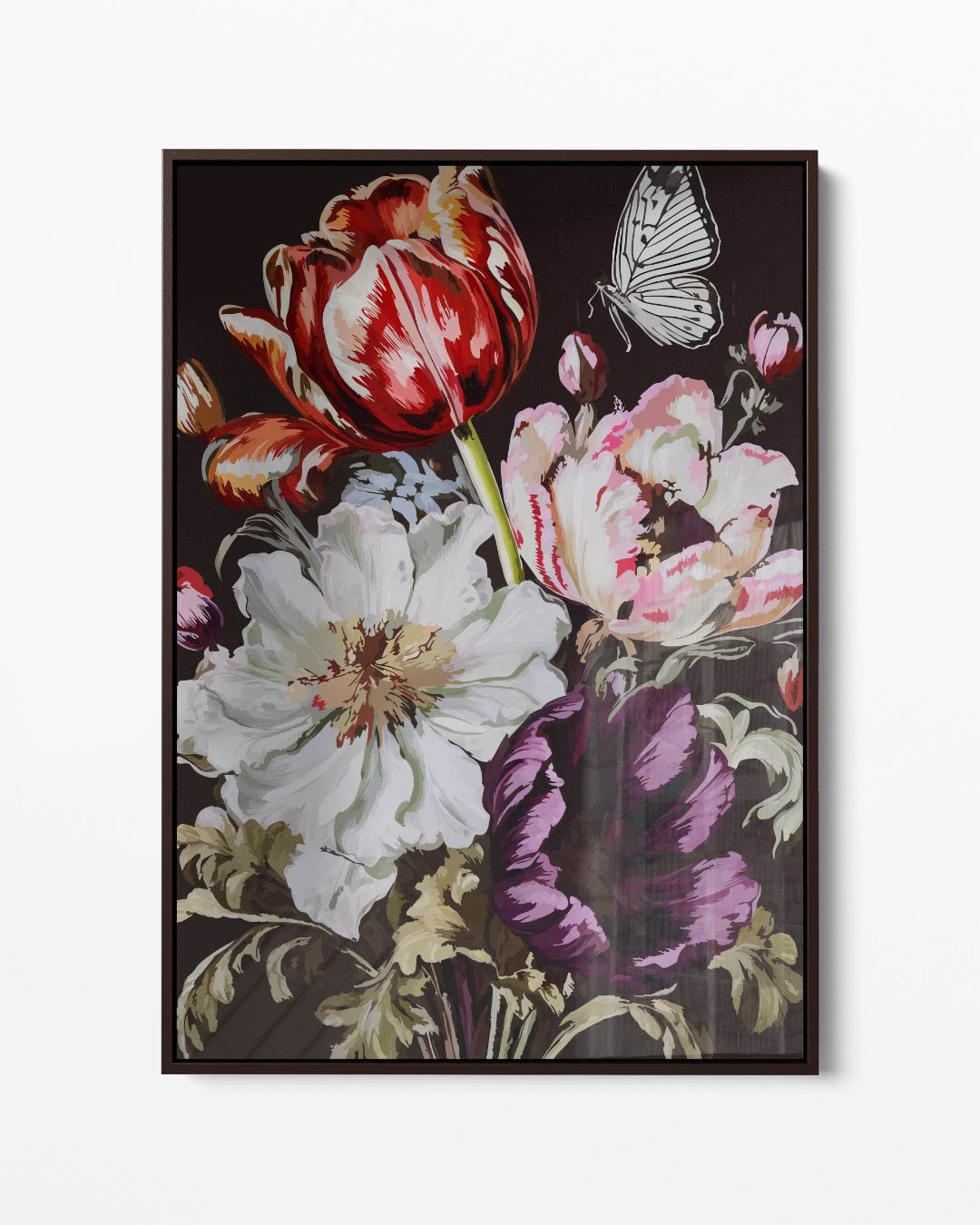 Bloemenpracht met Vlinder Kunstwerk-canvas-dibond-plexiglas-wanddecoratie-WallArtistic
