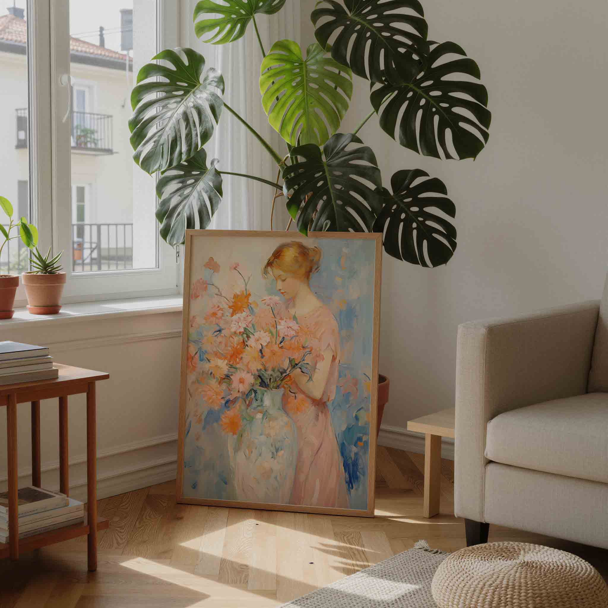 Vrouw met bloemen Poster