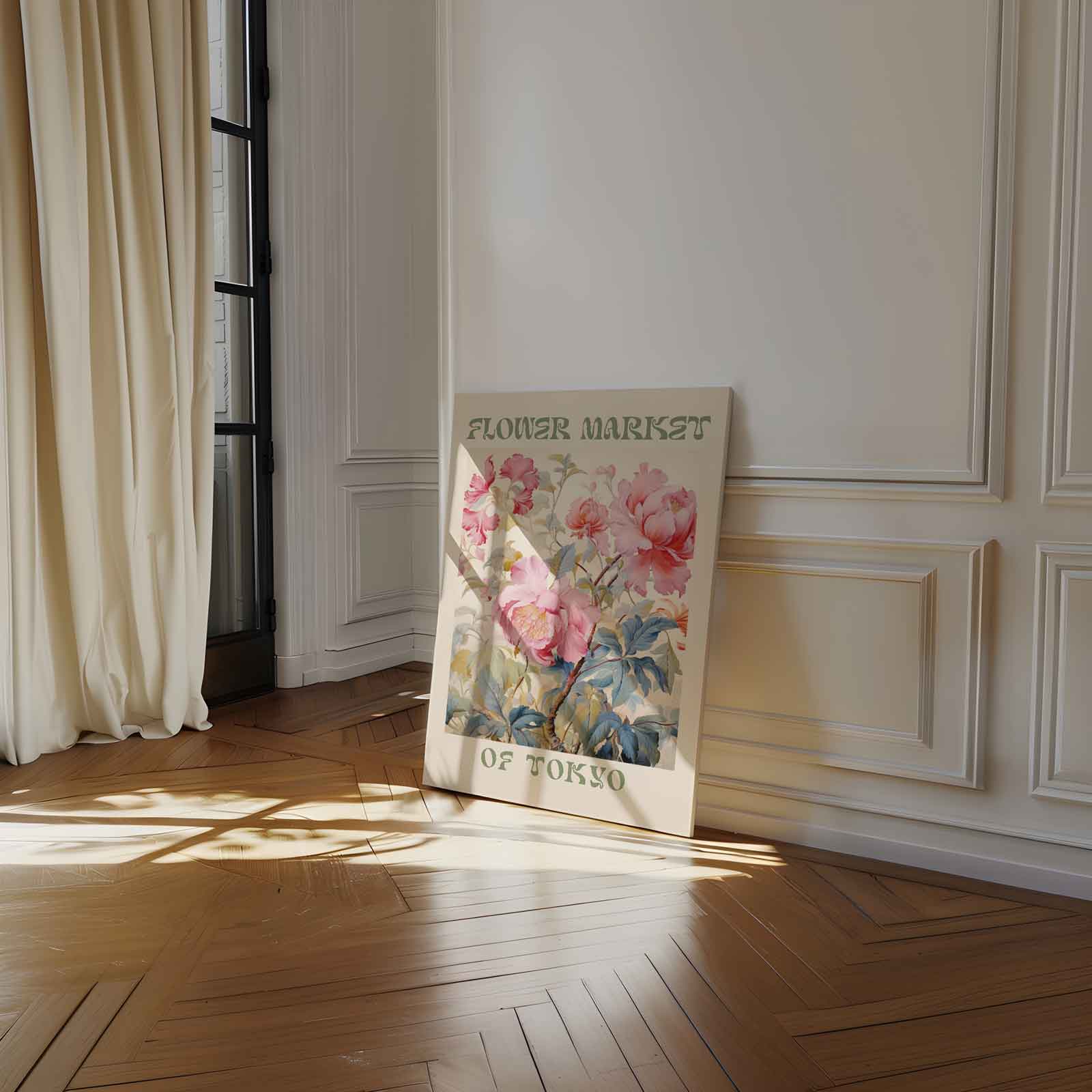 Bloemenmarkt van Tokio Kunstwerk-canvas-dibond-plexiglas-wanddecoratie-WallArtistic