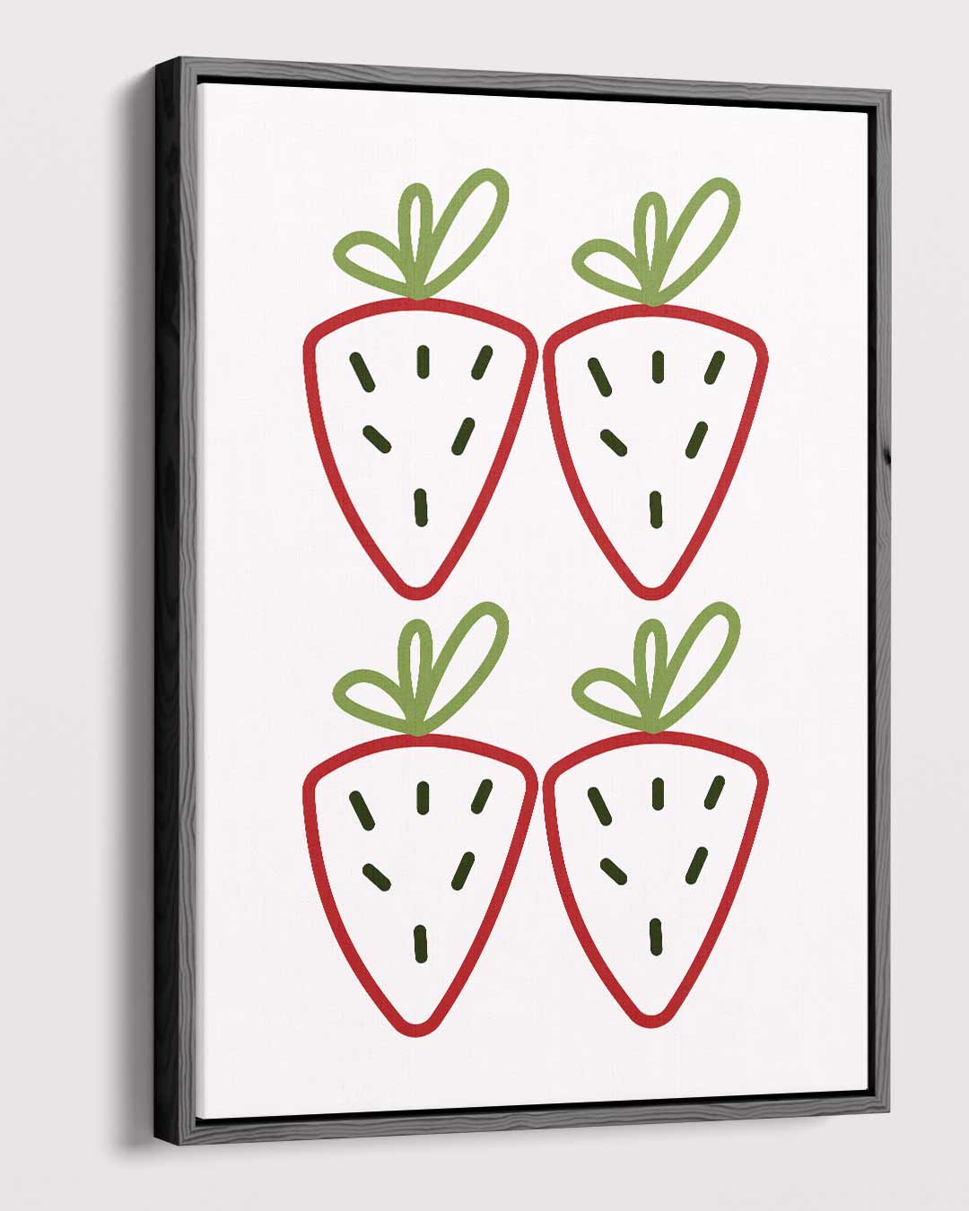 Speelse Aardbeien Quartet Kunstwerk-canvas-dibond-plexiglas-wanddecoratie-WallArtistic