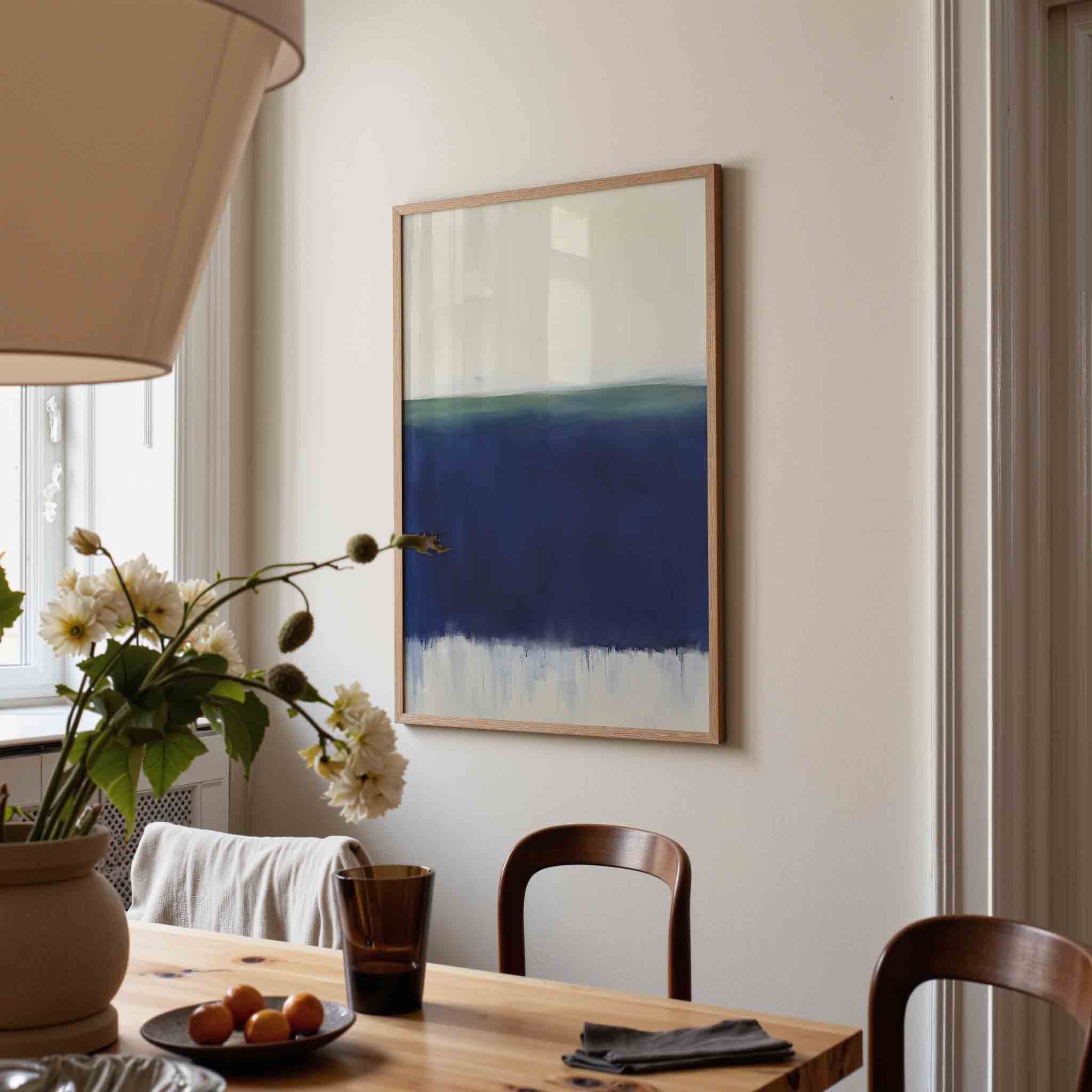 Horizontale blauwe en witte Poster