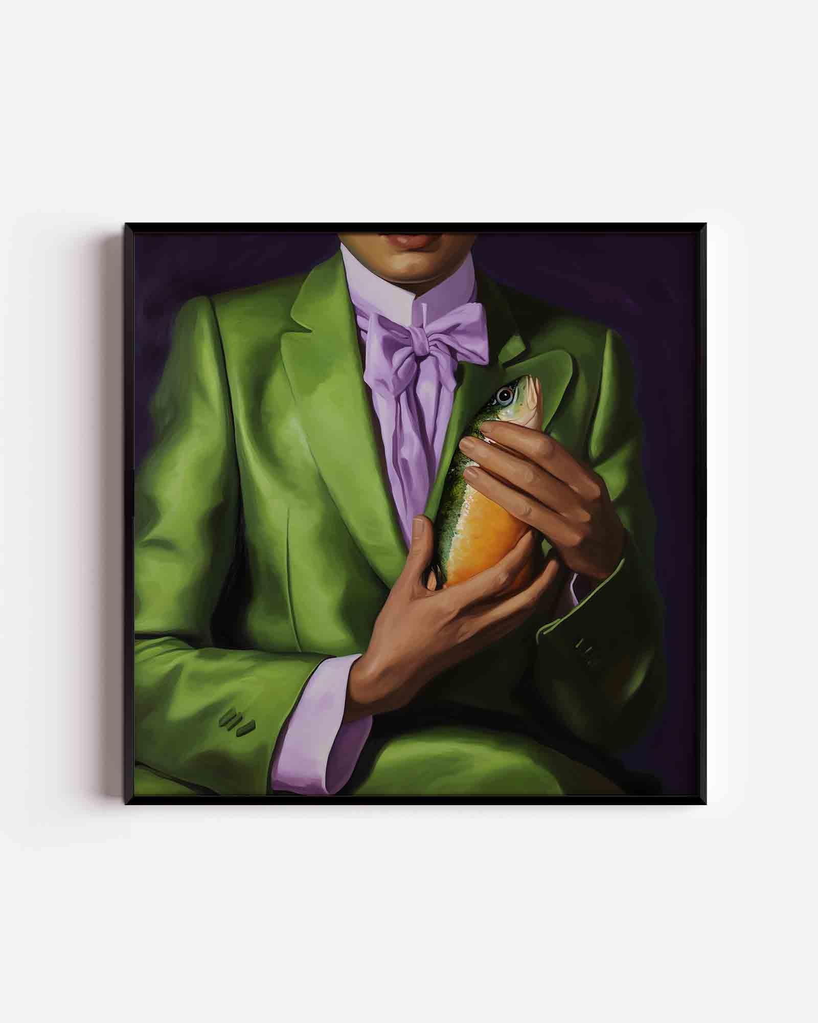Groen pak met vis Poster