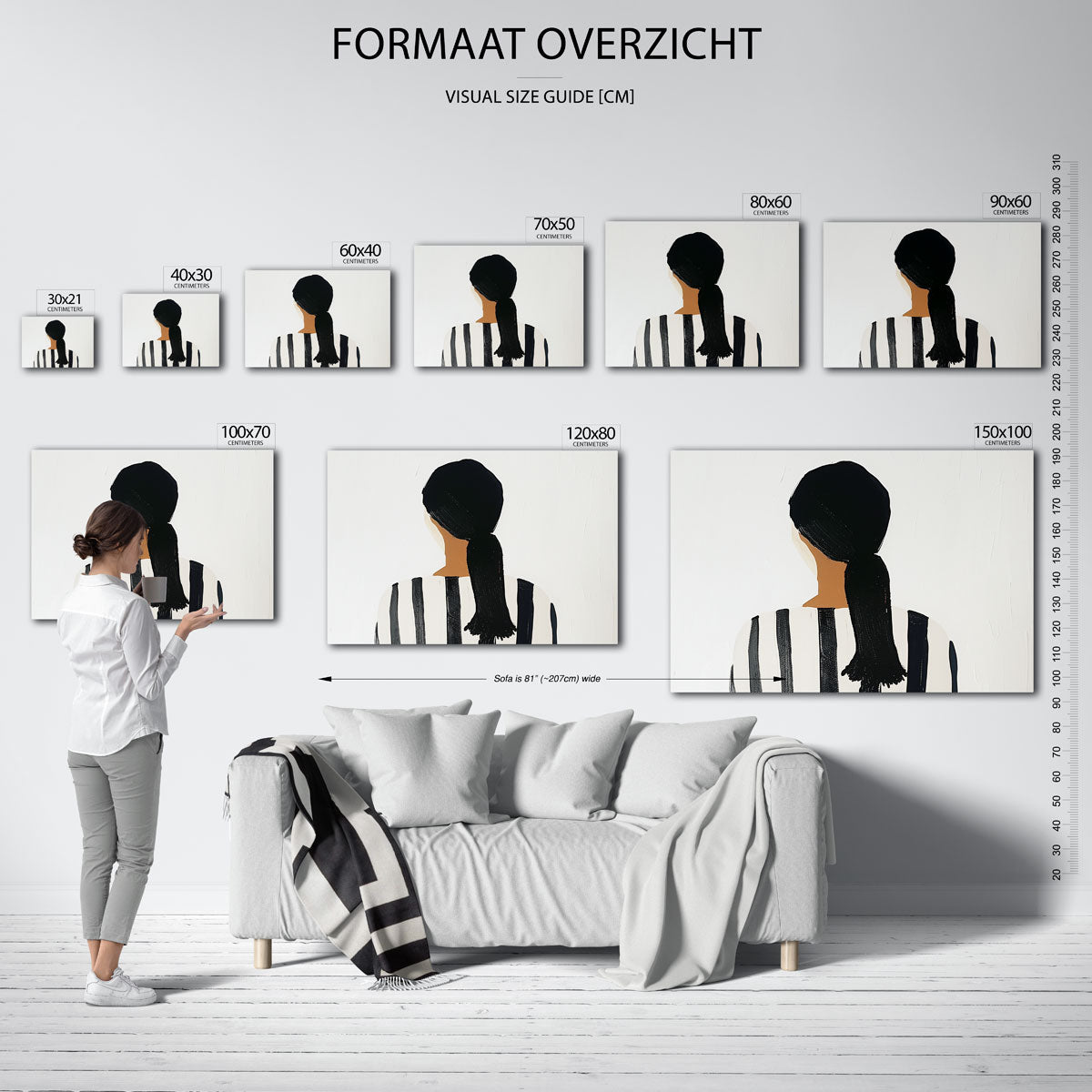 Vrouw met gestreepte trui Poster