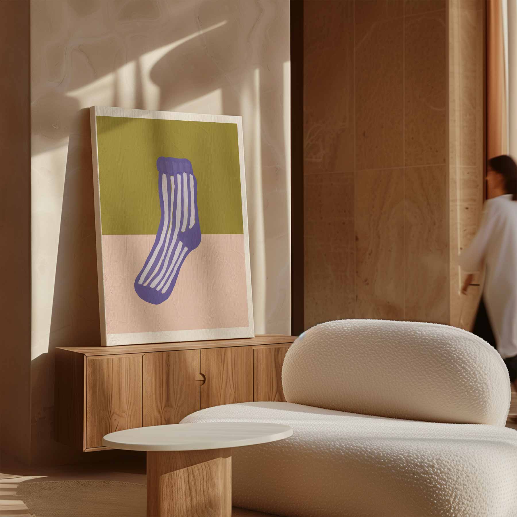 Kleurrijke Gestreepte Sok Schilderij Kunstwerk-canvas-dibond-plexiglas-wanddecoratie-WallArtistic