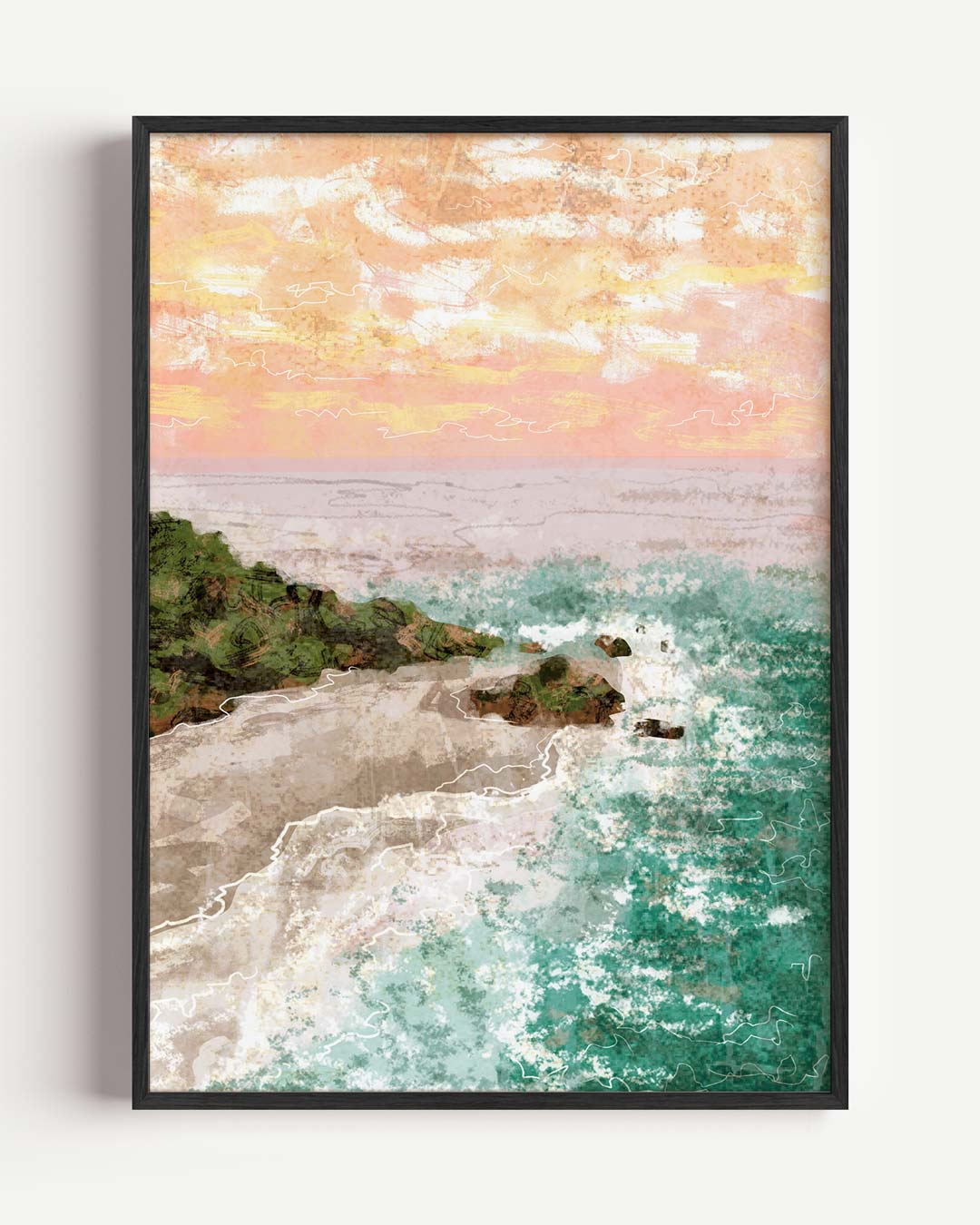 Zonsondergang Kustlandschap Poster-WallArtistic