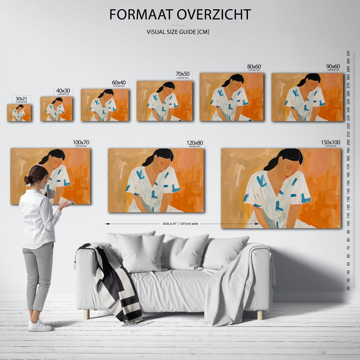 Vrouw in witte jurk Poster