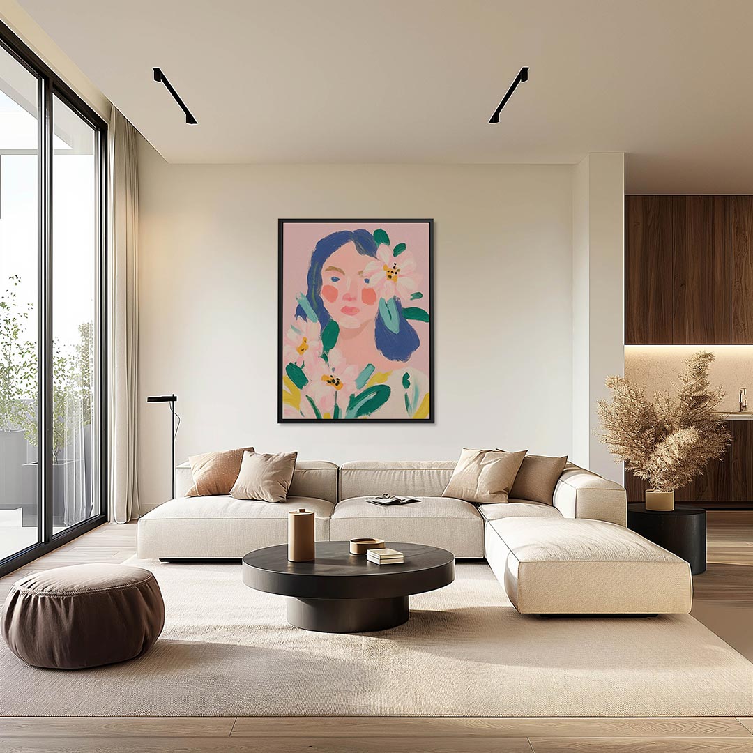 Vrouw met bloemen Kunstwerk