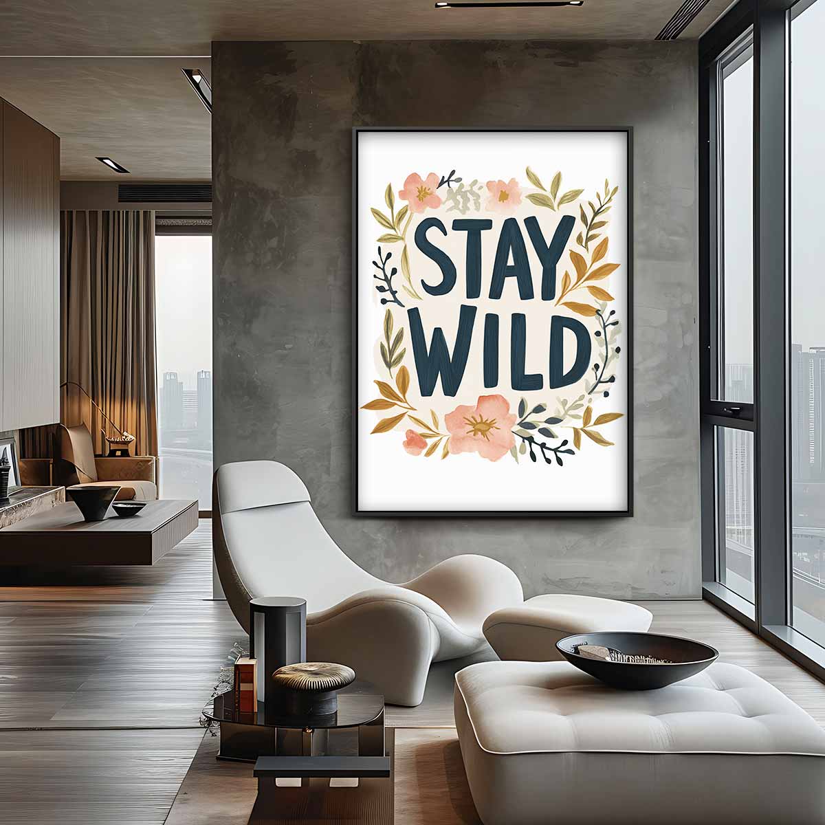 Stay Wild Bloemenposter Kunstwerk-canvas-dibond-plexiglas-wanddecoratie-WallArtistic