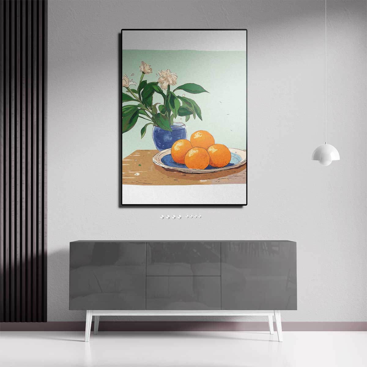 "Rustieke Stilleven met Mandarijnen" Kunstwerk-canvas-dibond-plexiglas-wanddecoratie-WallArtistic