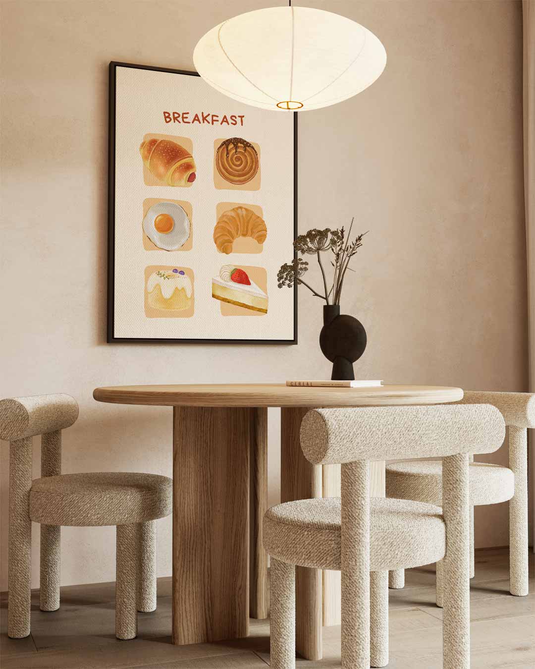 Ontbijt Illustratie Print Kunstwerk-canvas-dibond-plexiglas-wanddecoratie-WallArtistic