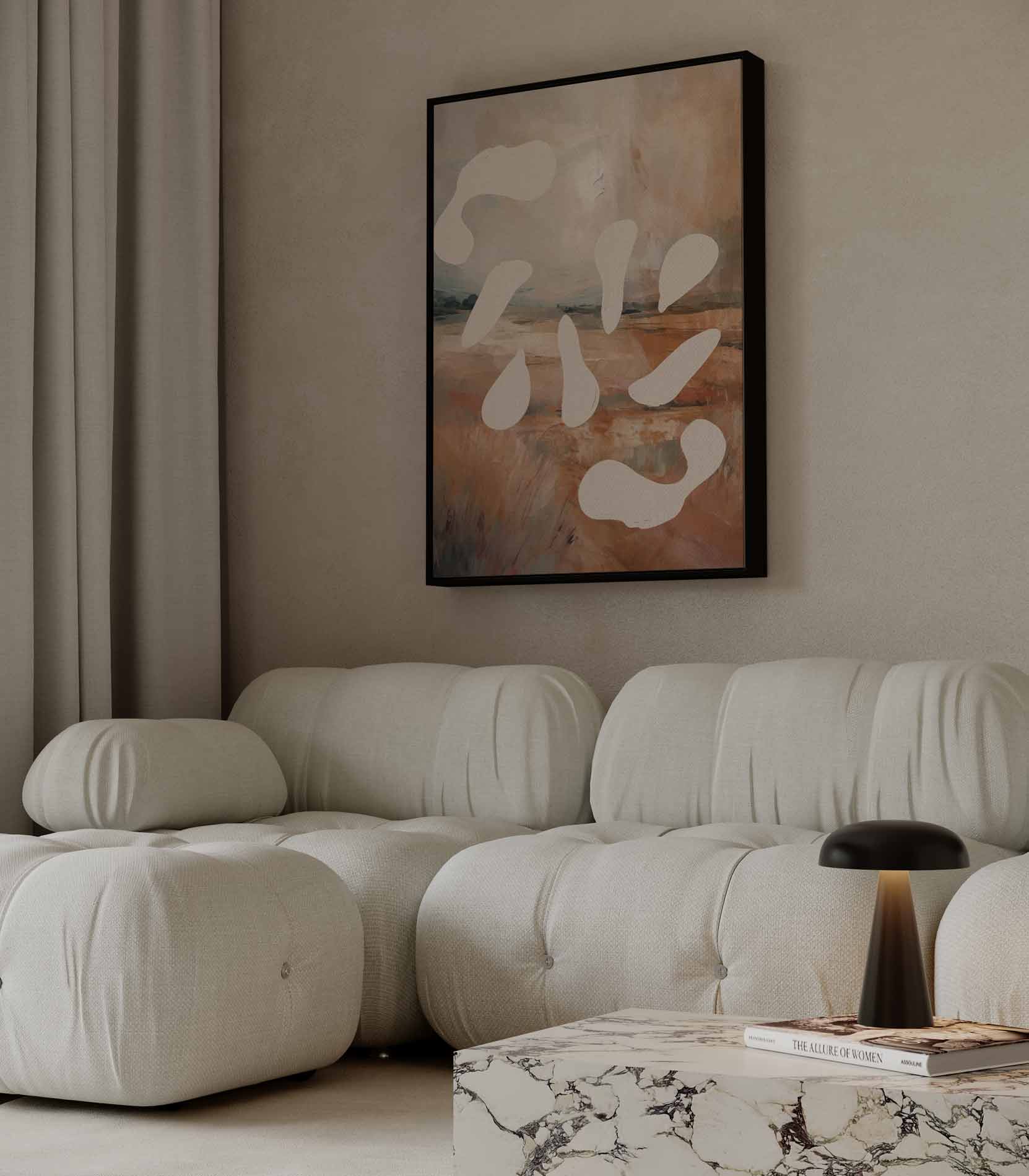 Abstract Landschap met Vormen Kunstwerk-canvas-dibond-plexiglas-wanddecoratie-WallArtistic