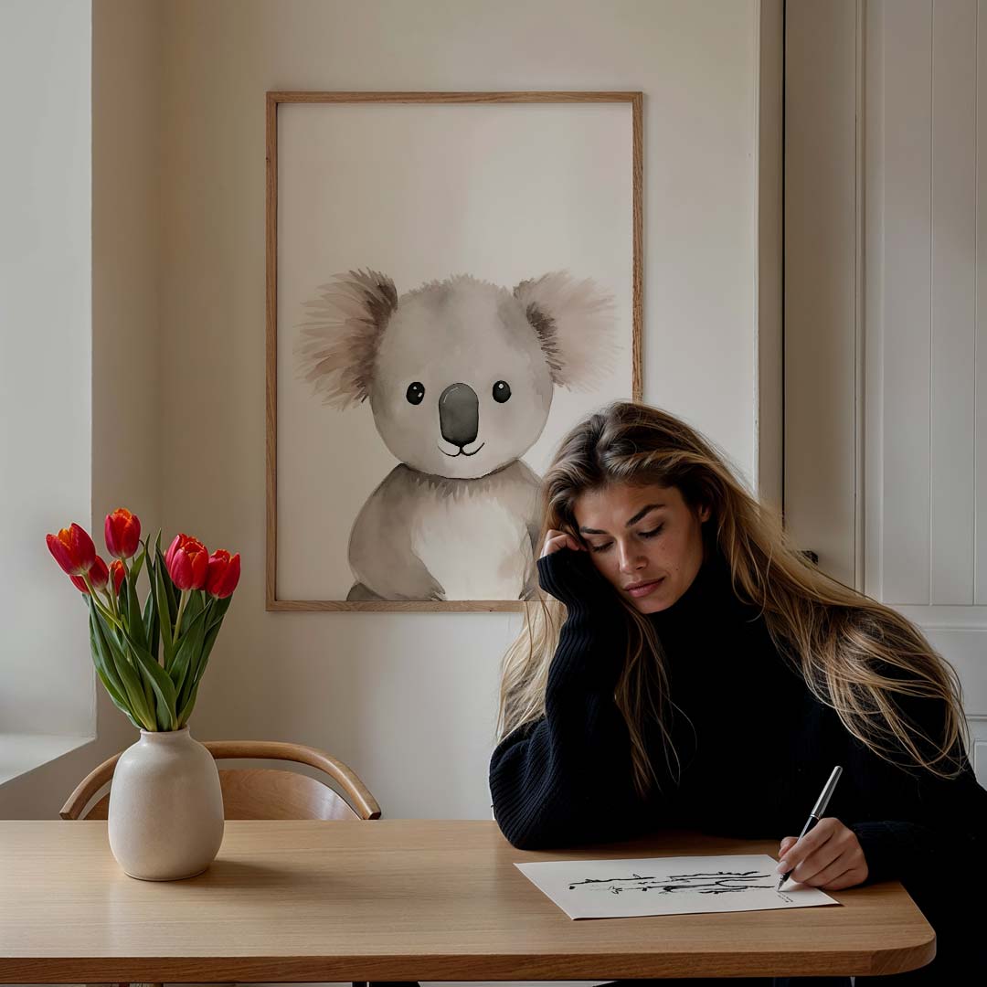 Schattige Koala Waterverf Poster-WallArtistic
