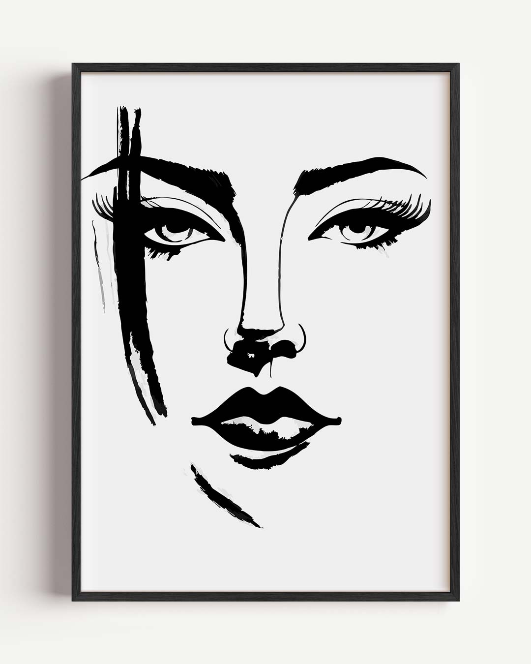 Elegante Zwart-Wit Gezichtslijn Poster
