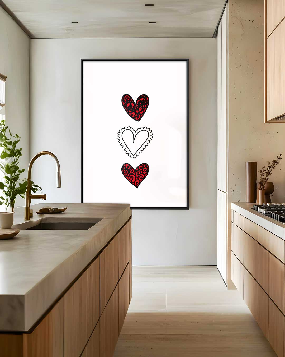 Drie Harten Inspiratie Kunstwerk-canvas-dibond-plexiglas-wanddecoratie-WallArtistic