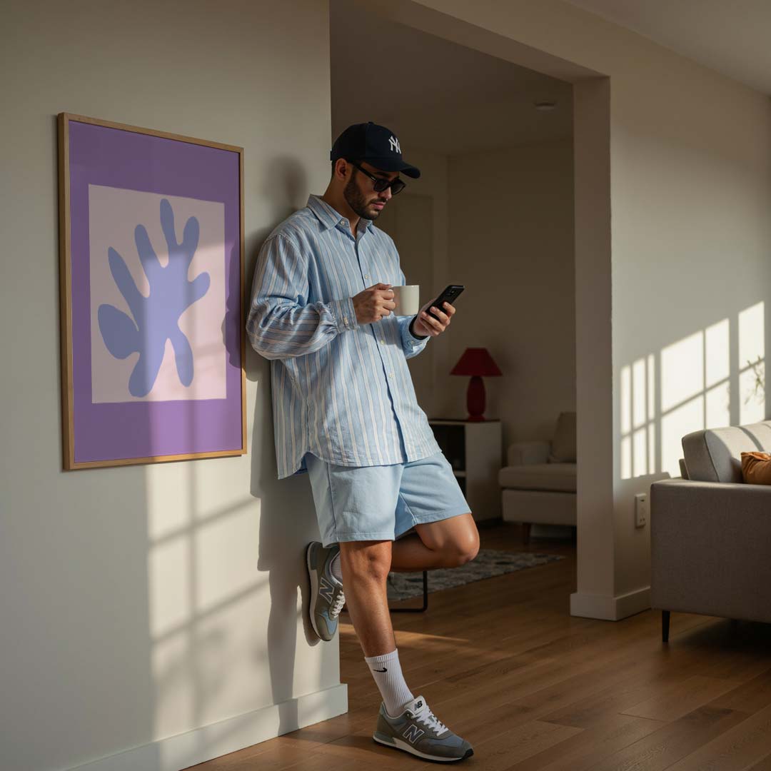 Speelse Bladvorm Abstract Poster-WallArtistic