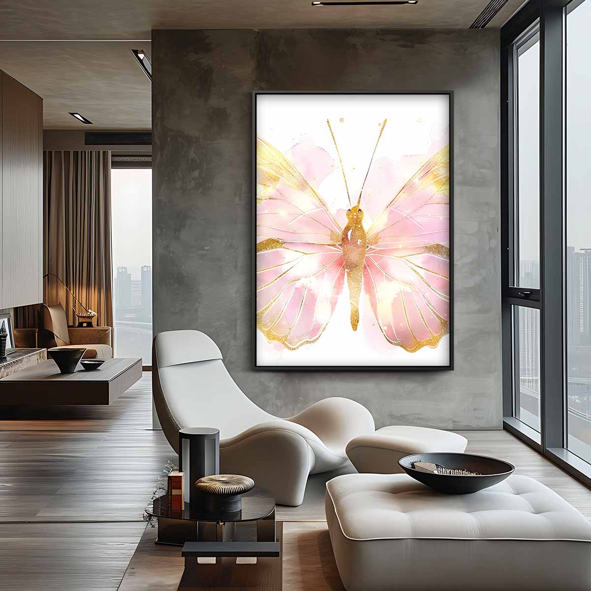 Magische Vlinder in Pastel Kunstwerk-canvas-dibond-plexiglas-wanddecoratie-WallArtistic
