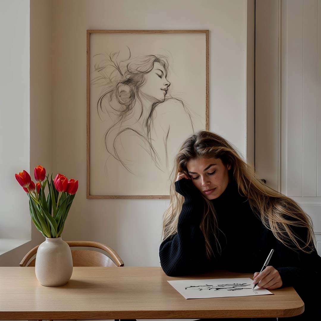Elegant Vrouwelijk Portret Poster-WallArtistic