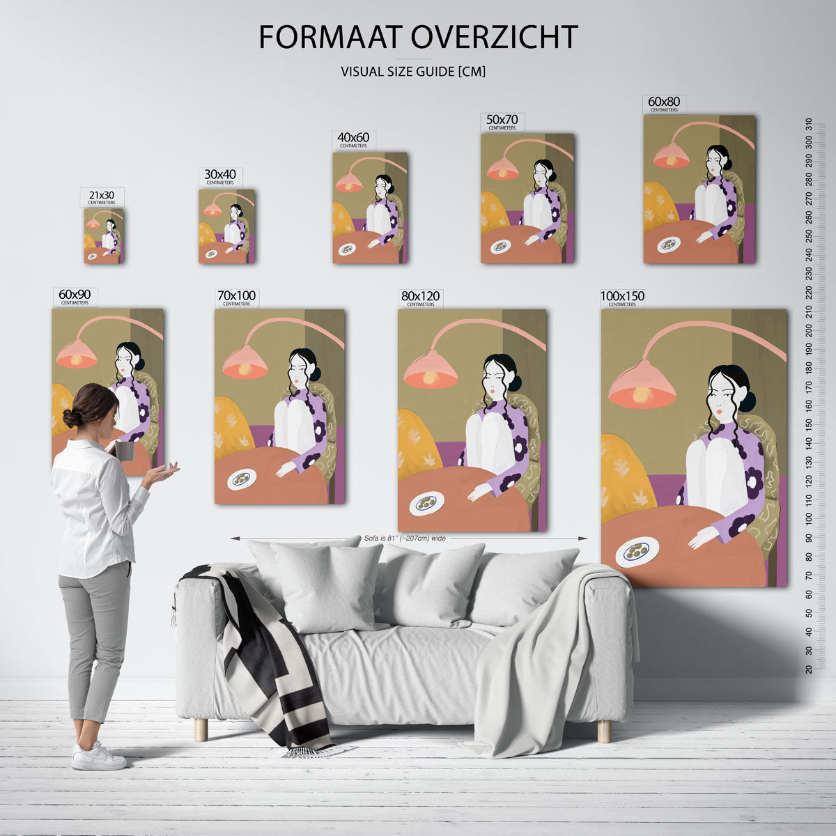 Vrouw met lamp Poster