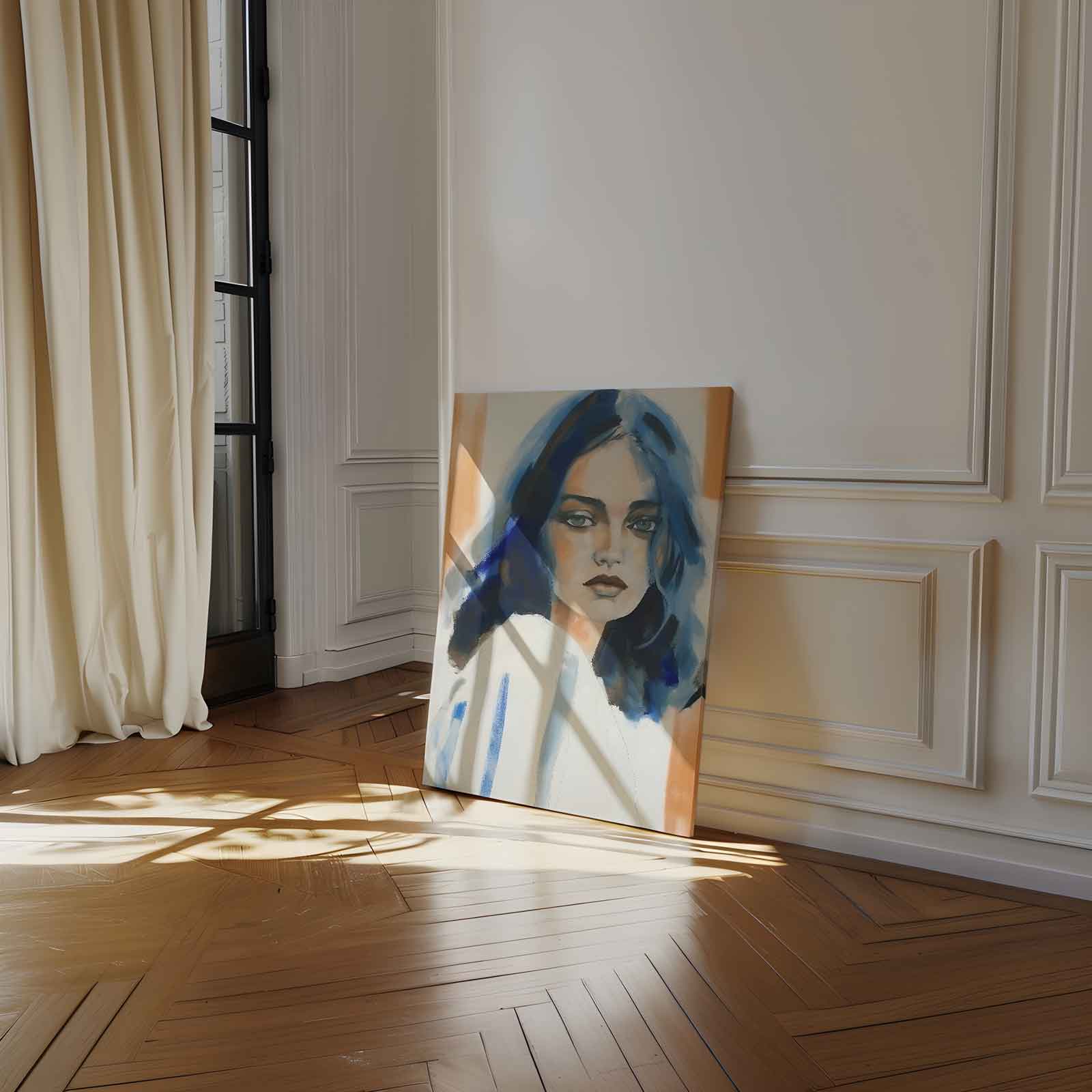 Dromerige Blik in Blauw Kunstwerk-canvas-dibond-plexiglas-wanddecoratie-WallArtistic