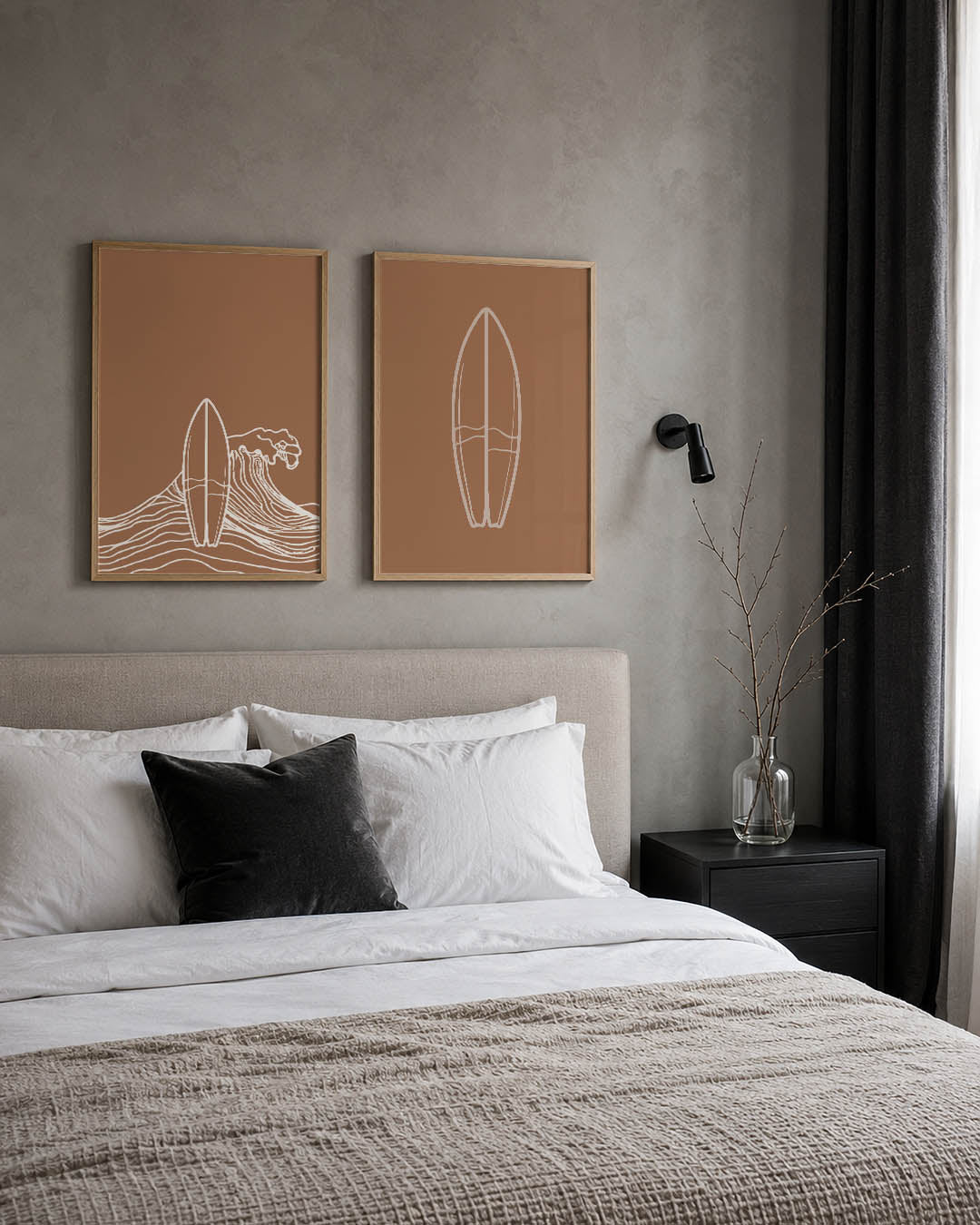 Golven en surfplank Posterset