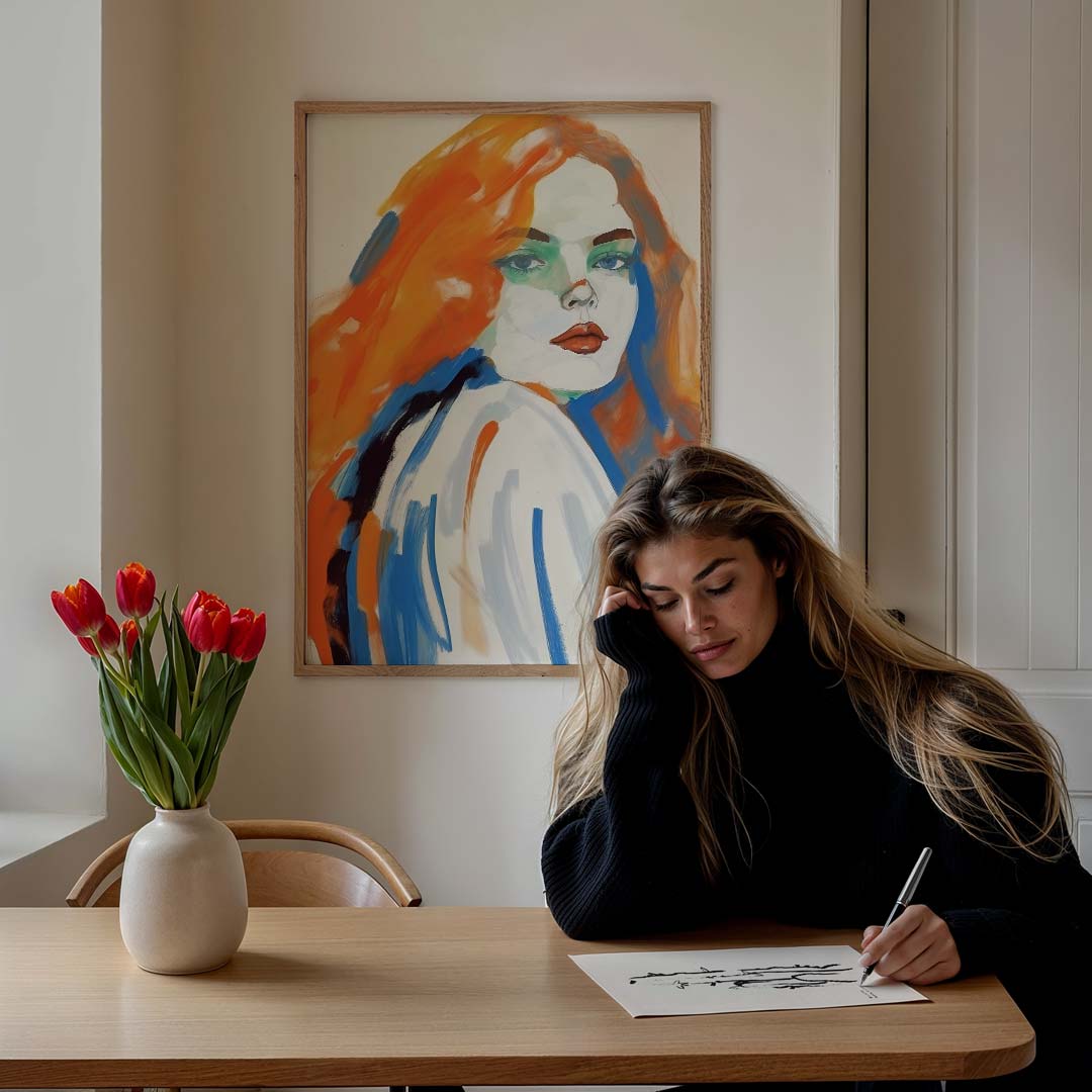 Expressieve kunstposter met kleurrijk portret Poster-WallArtistic