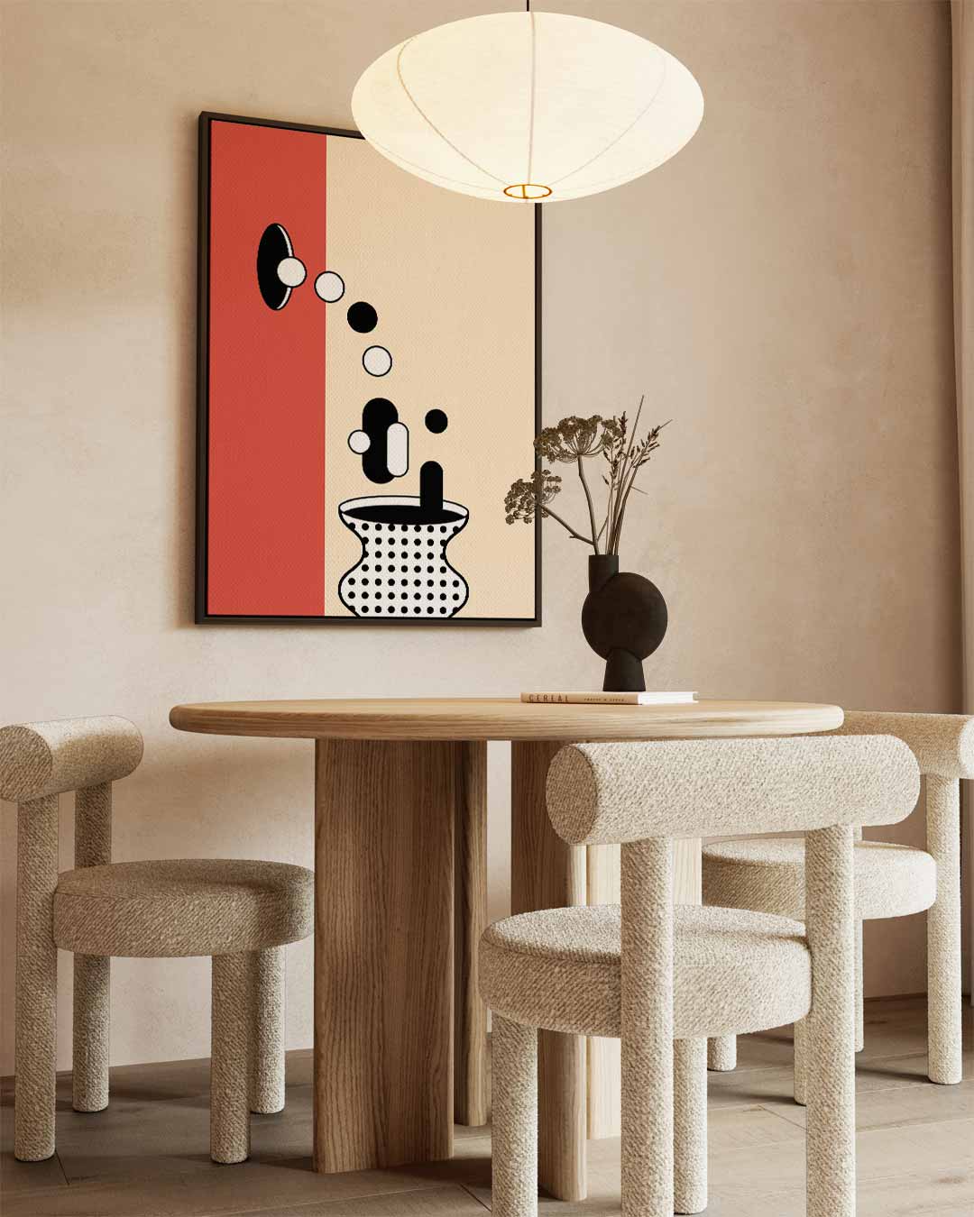 Geometrische Vaas in Stippen Kunstwerk-canvas-dibond-plexiglas-wanddecoratie-WallArtistic