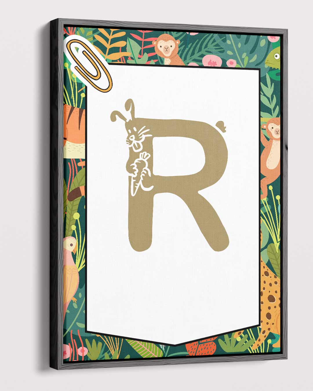 Jungle Alfabet Poster - Letter R Kunstwerk-canvas-dibond-plexiglas-wanddecoratie-WallArtistic
