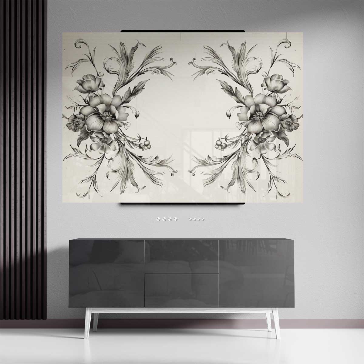 Elegante Bloemenillustratie Kunstwerk-canvas-dibond-plexiglas-wanddecoratie-WallArtistic