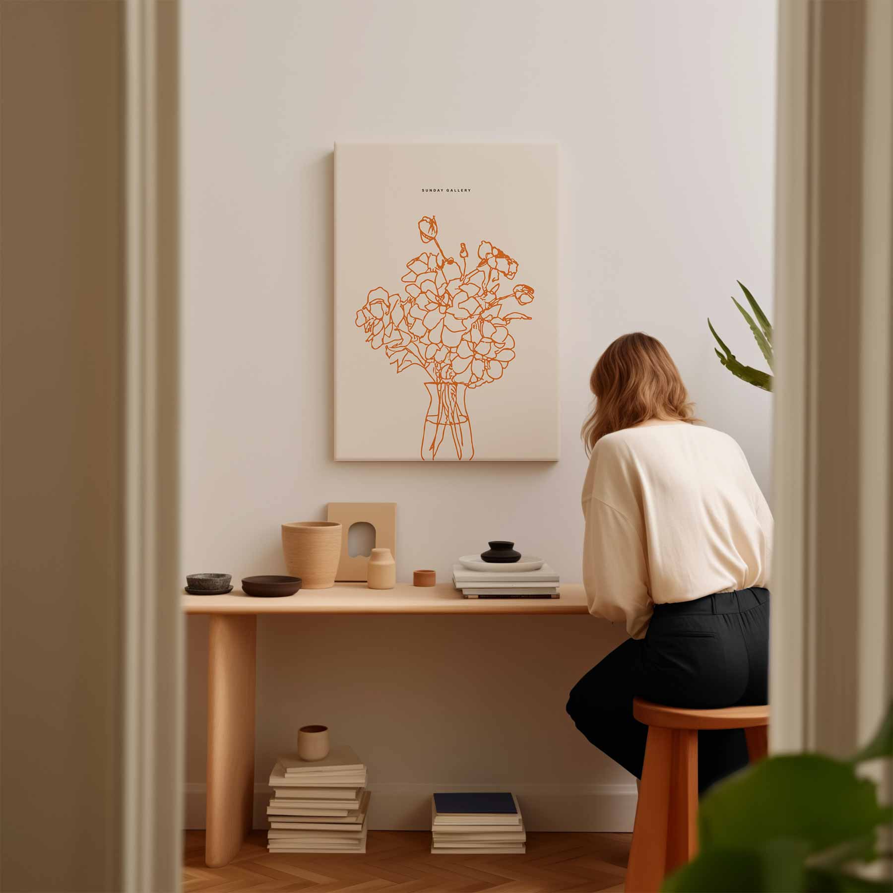 Vrolijk Bloemenboeket Illustratie Kunstwerk-canvas-dibond-plexiglas-wanddecoratie-WallArtistic