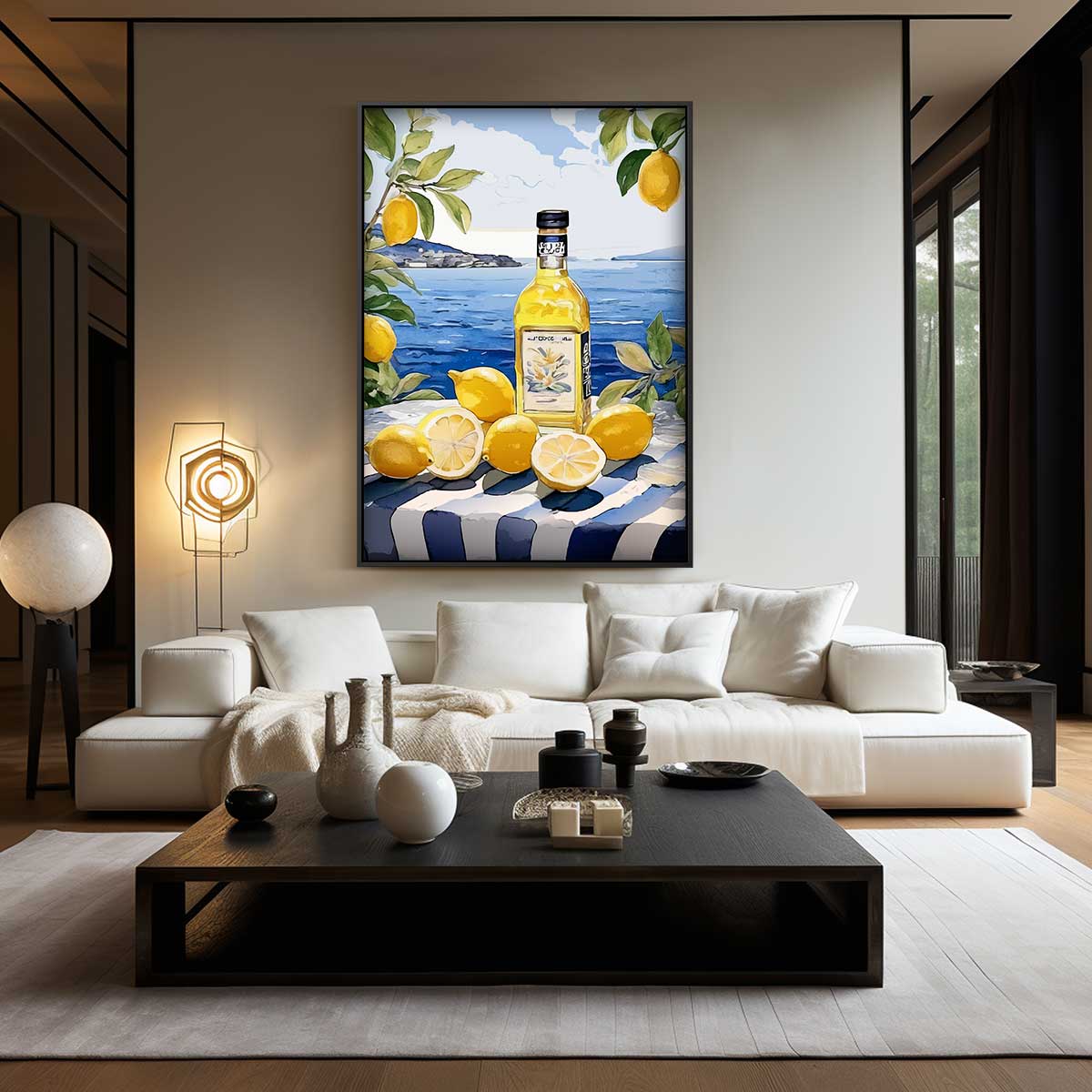 Zonnige Citroen aan Zee Kunstwerk-canvas-dibond-plexiglas-wanddecoratie-WallArtistic