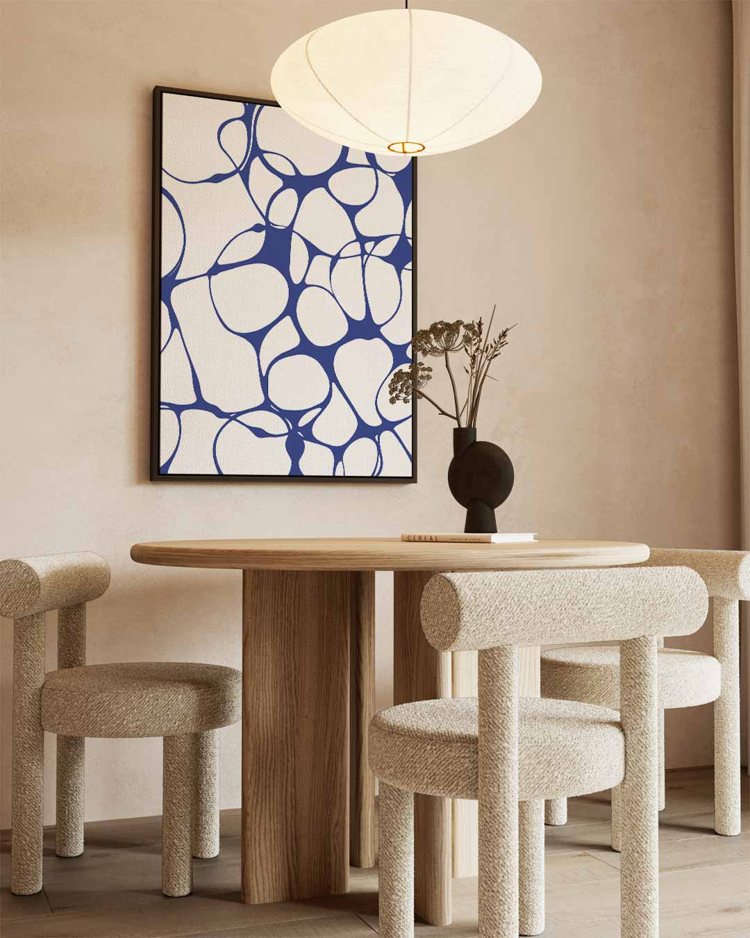 Organische Blauw-Witte Patronen Kunstwerk-canvas-dibond-plexiglas-wanddecoratie-WallArtistic