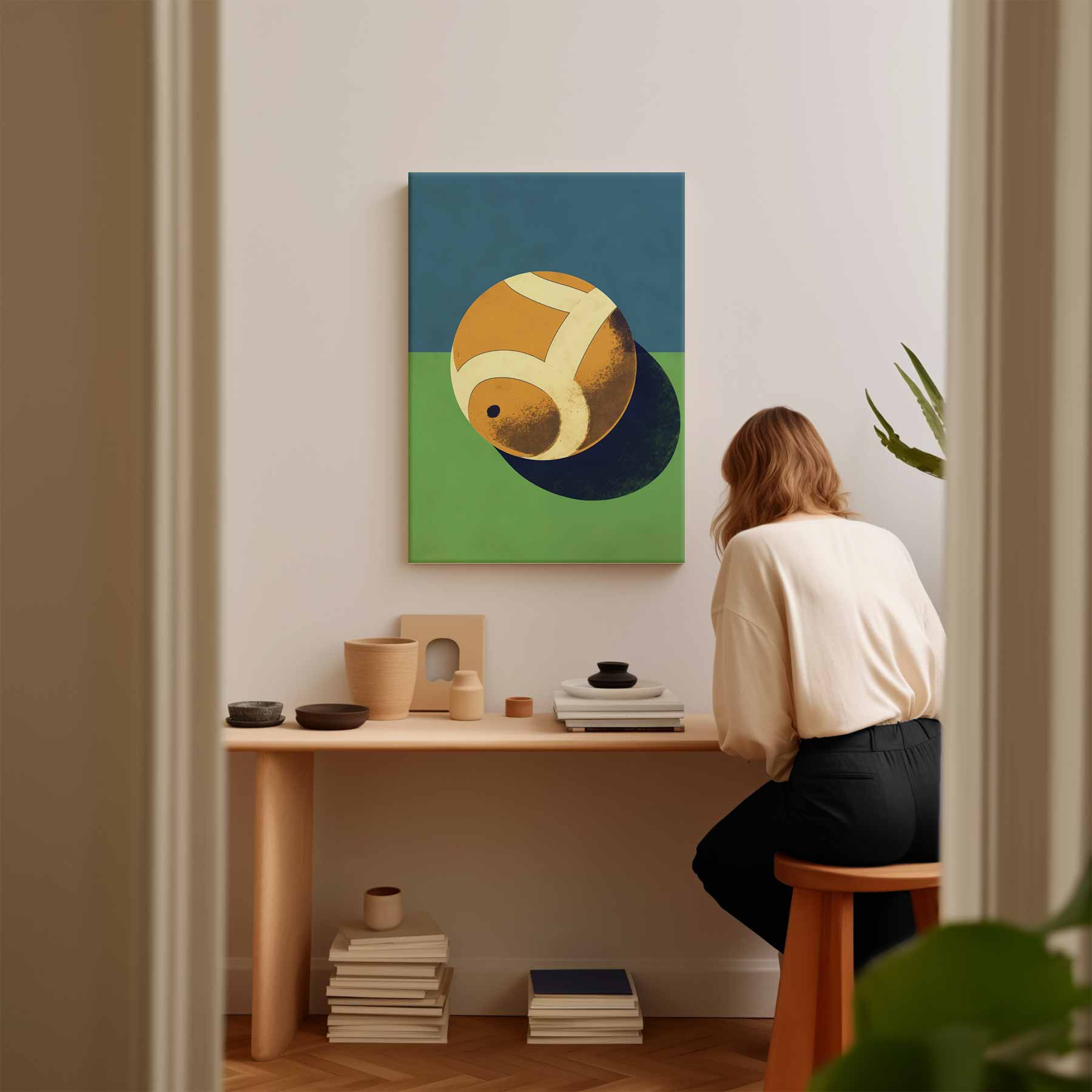 Abstracte Tennisbal Kunstwerk-canvas-dibond-plexiglas-wanddecoratie-WallArtistic