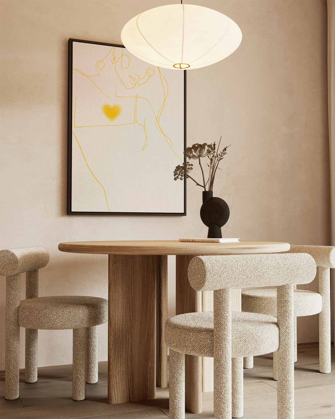 Lijntekening met Hart Kunstwerk-canvas-dibond-plexiglas-wanddecoratie-WallArtistic