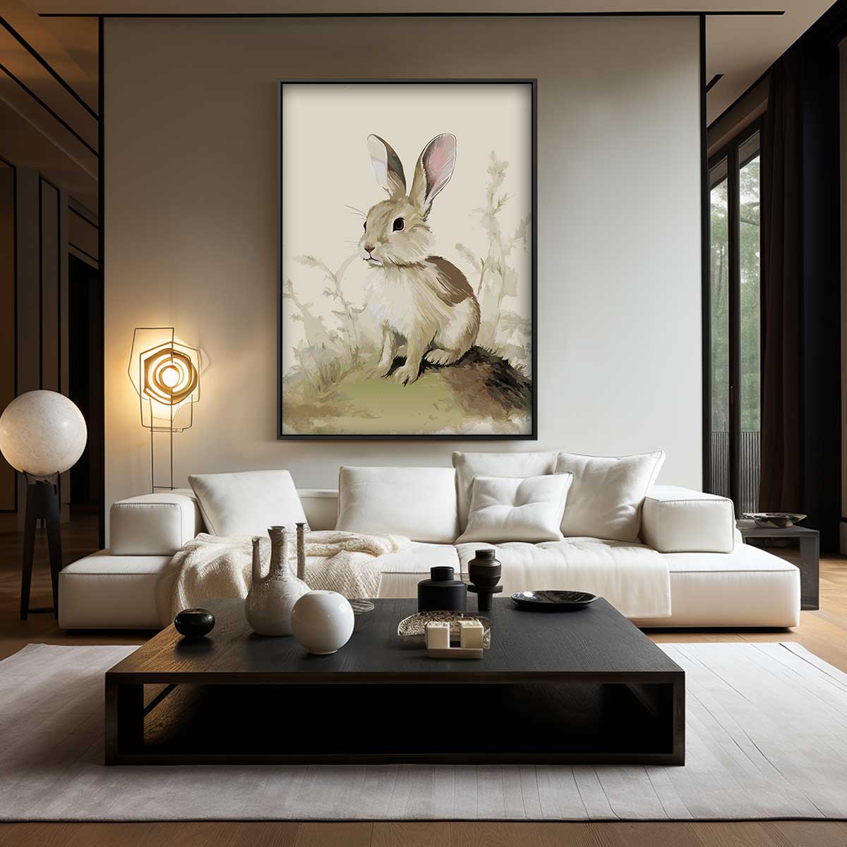 Schattig Konijn in de Natuur Kunstwerk-canvas-dibond-plexiglas-wanddecoratie-WallArtistic