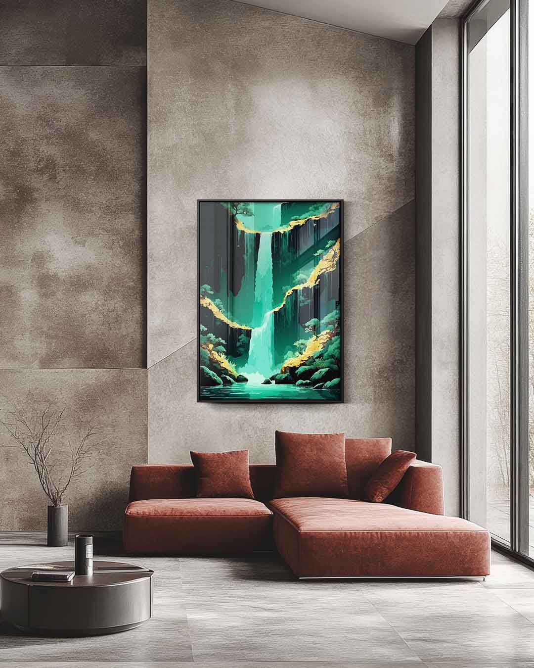 Waterval in een Tropisch Paradijs Kunstwerk-canvas-dibond-plexiglas-wanddecoratie-WallArtistic