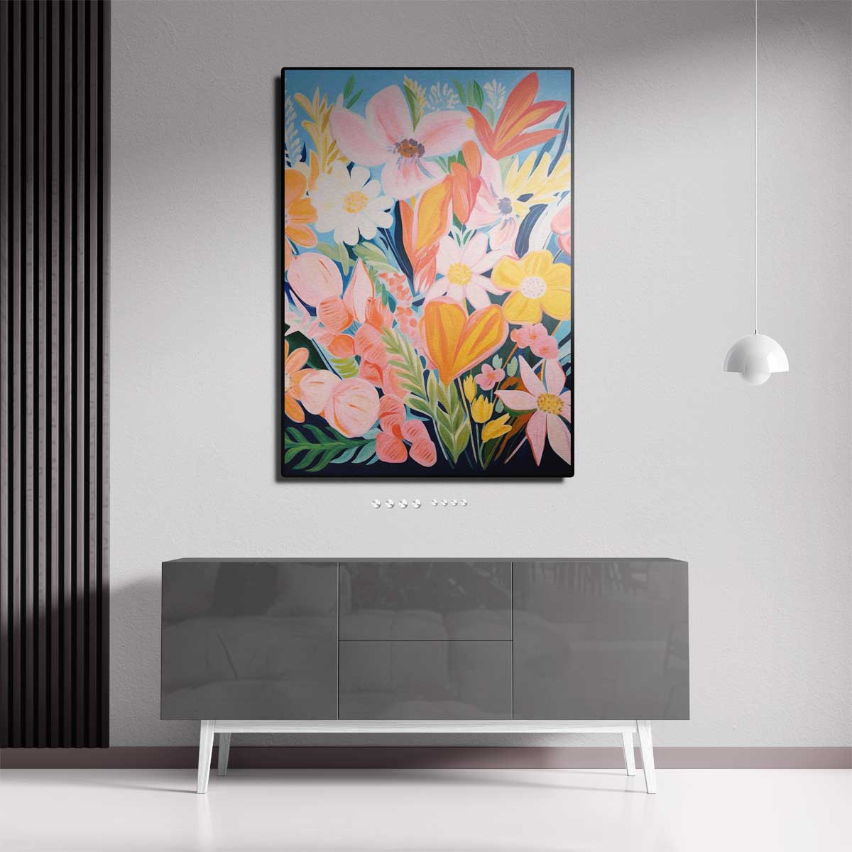 Bloemengeur in Kleuren Kunstwerk-canvas-dibond-plexiglas-wanddecoratie-WallArtistic