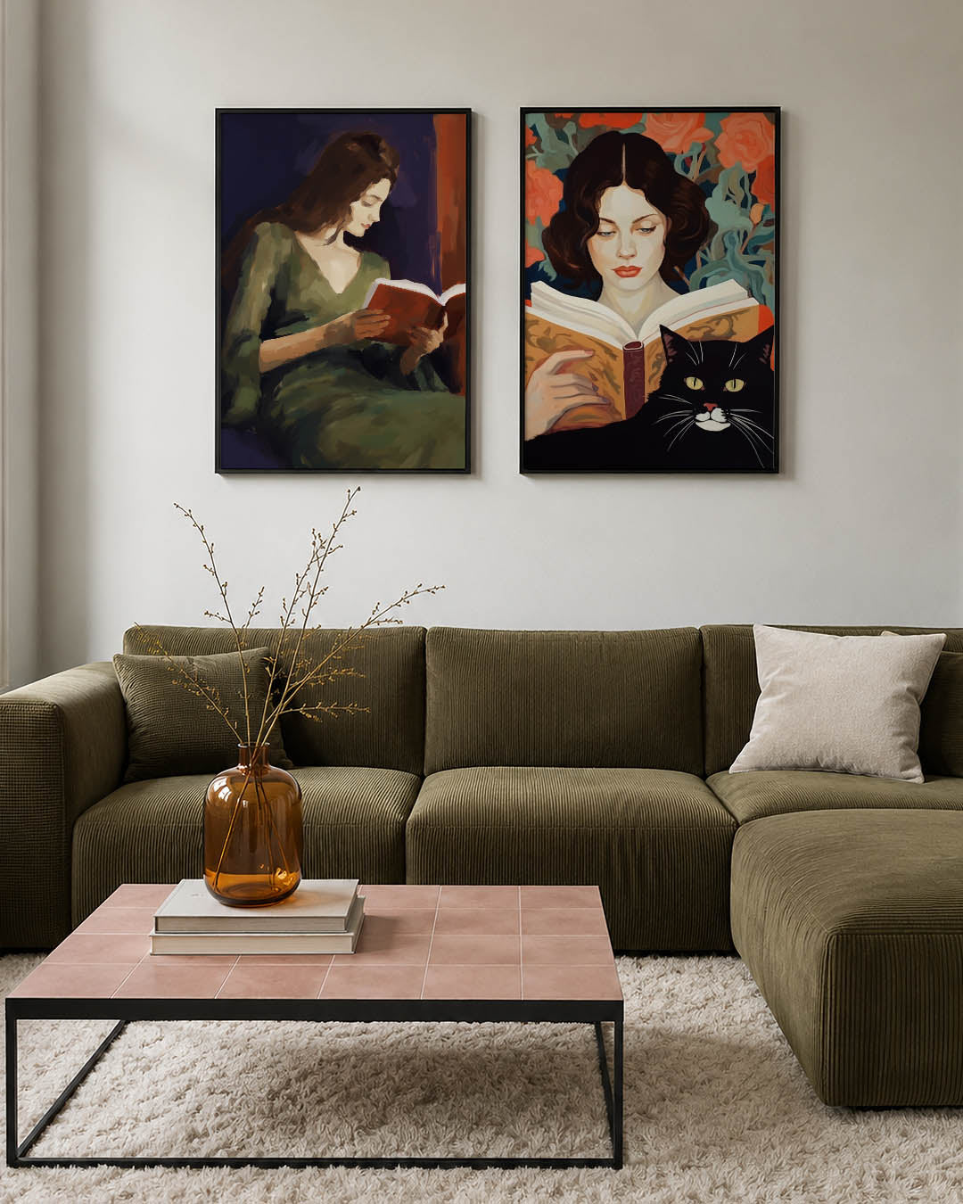 Lezende vrouw Posterset