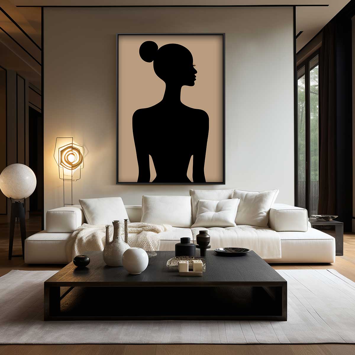Elegante Schaduw Silhouet Kunstwerk-canvas-dibond-plexiglas-wanddecoratie-WallArtistic
